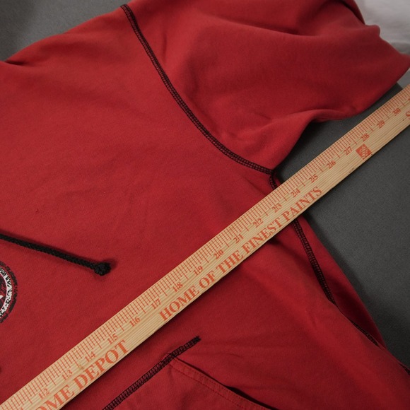 Y2K Vintage Thrashed Hurley Skater Hoodie Pullover Mens M Red Black - Picture 5 of 15